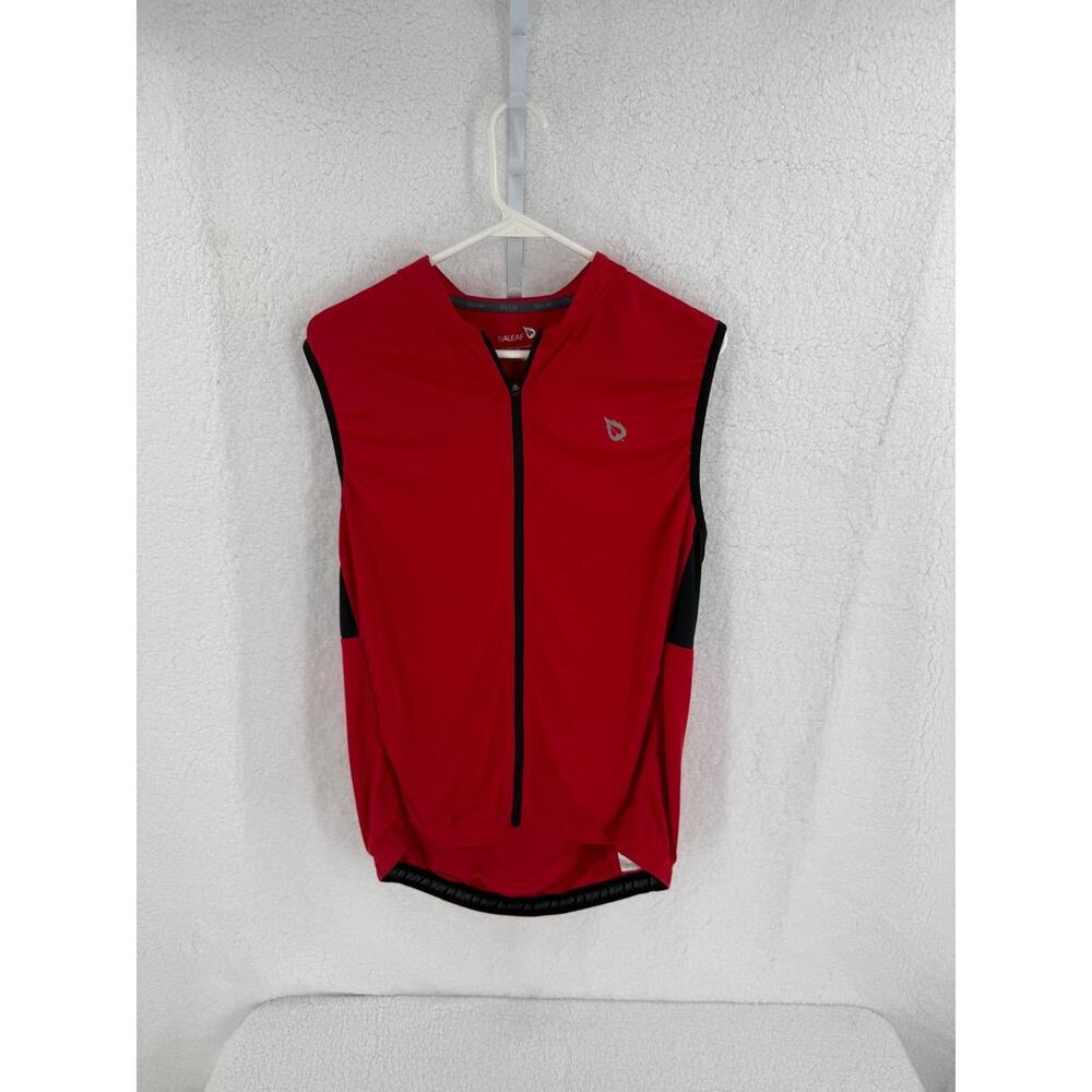 Baleaf‎ Red Sleeveless Full Length Zipper Black Accents Sport Cycling Jersey XL